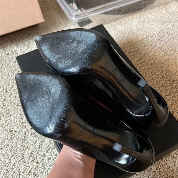 YSL black shiny leather pointy toe pump - Picture 3 of 9